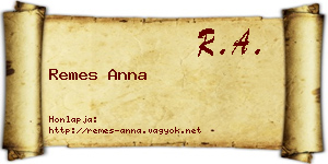 Remes Anna névjegykártya